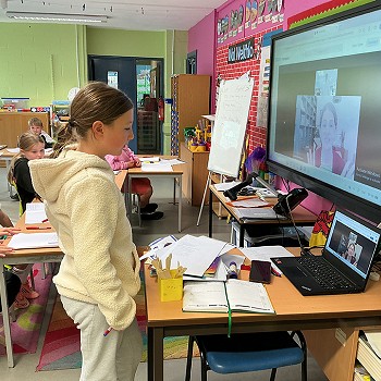Girl taking part in lesson discussion with Avantika in india