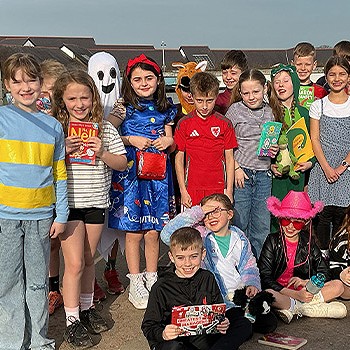 Year 4 class dressed as characters from their favorite books