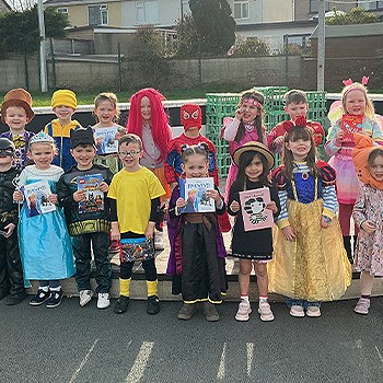 Reception class dressed as characters from their favorite books