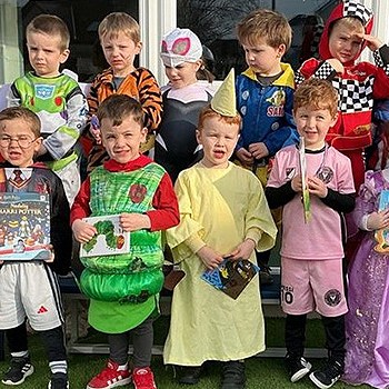 Nursery class dressed as characters from their favorite books
