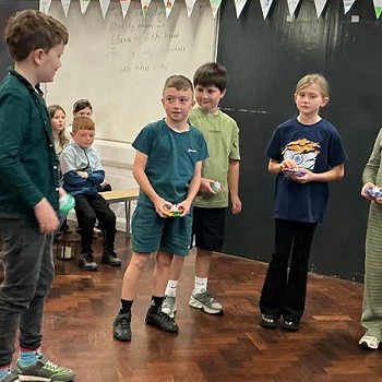 Close view of a group of year 3 and 4 acting